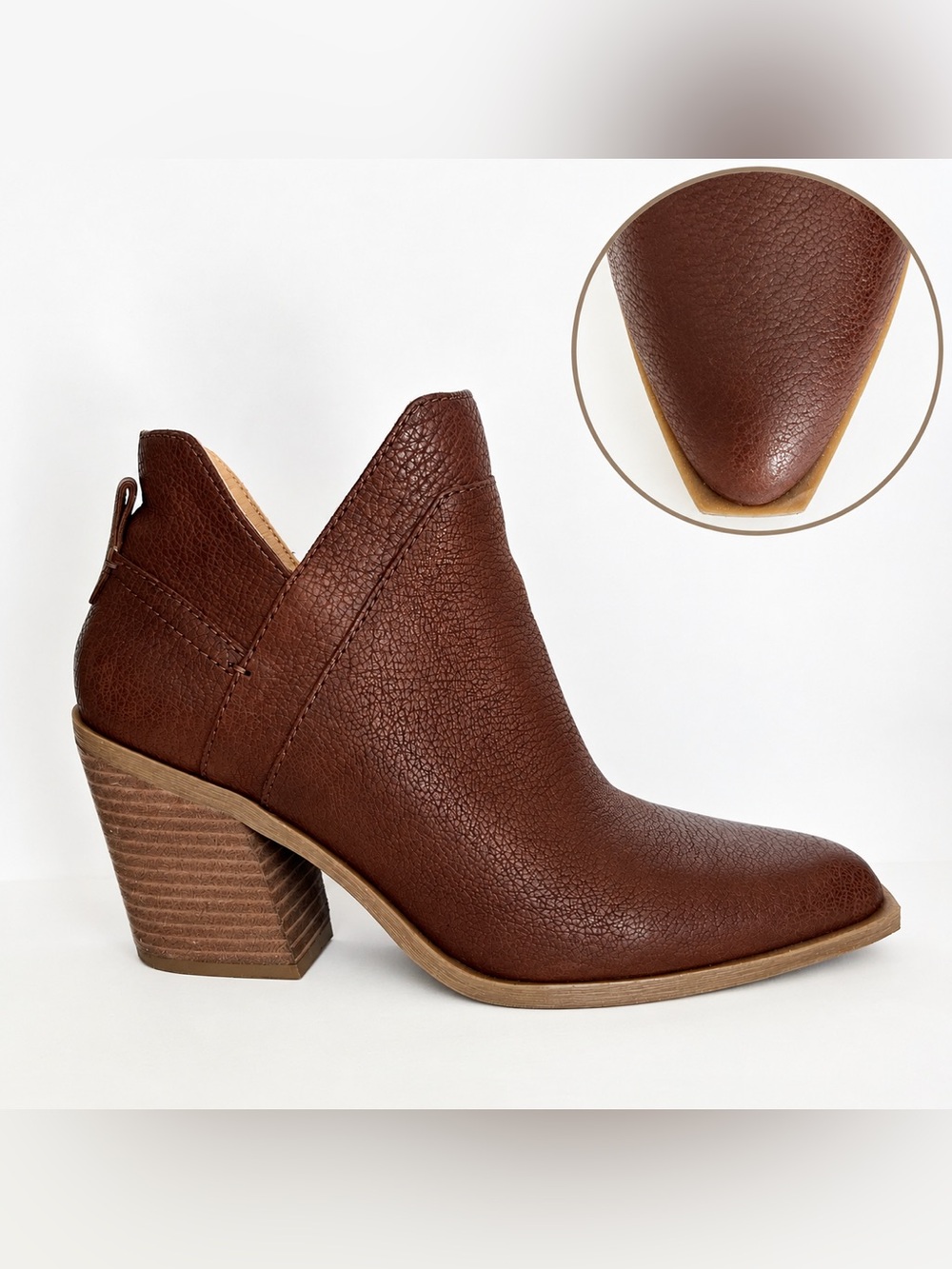 Crown Vintage Women's Stavie Brown Pebbled Leather Booties 9.5 Chunky Western